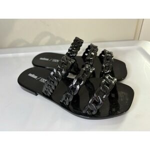 MELISSA x CAMILA COUTINHO Black Chain Strap Jelly Sandals 7 Slides